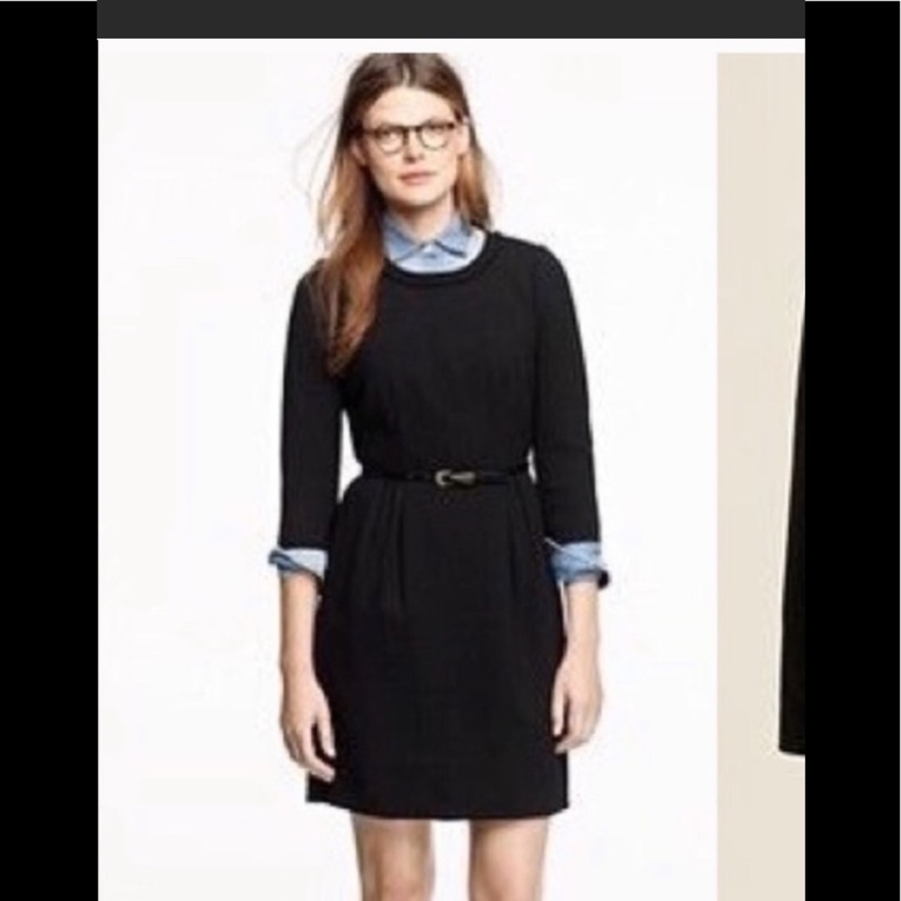 J Crew teddie black wool dress